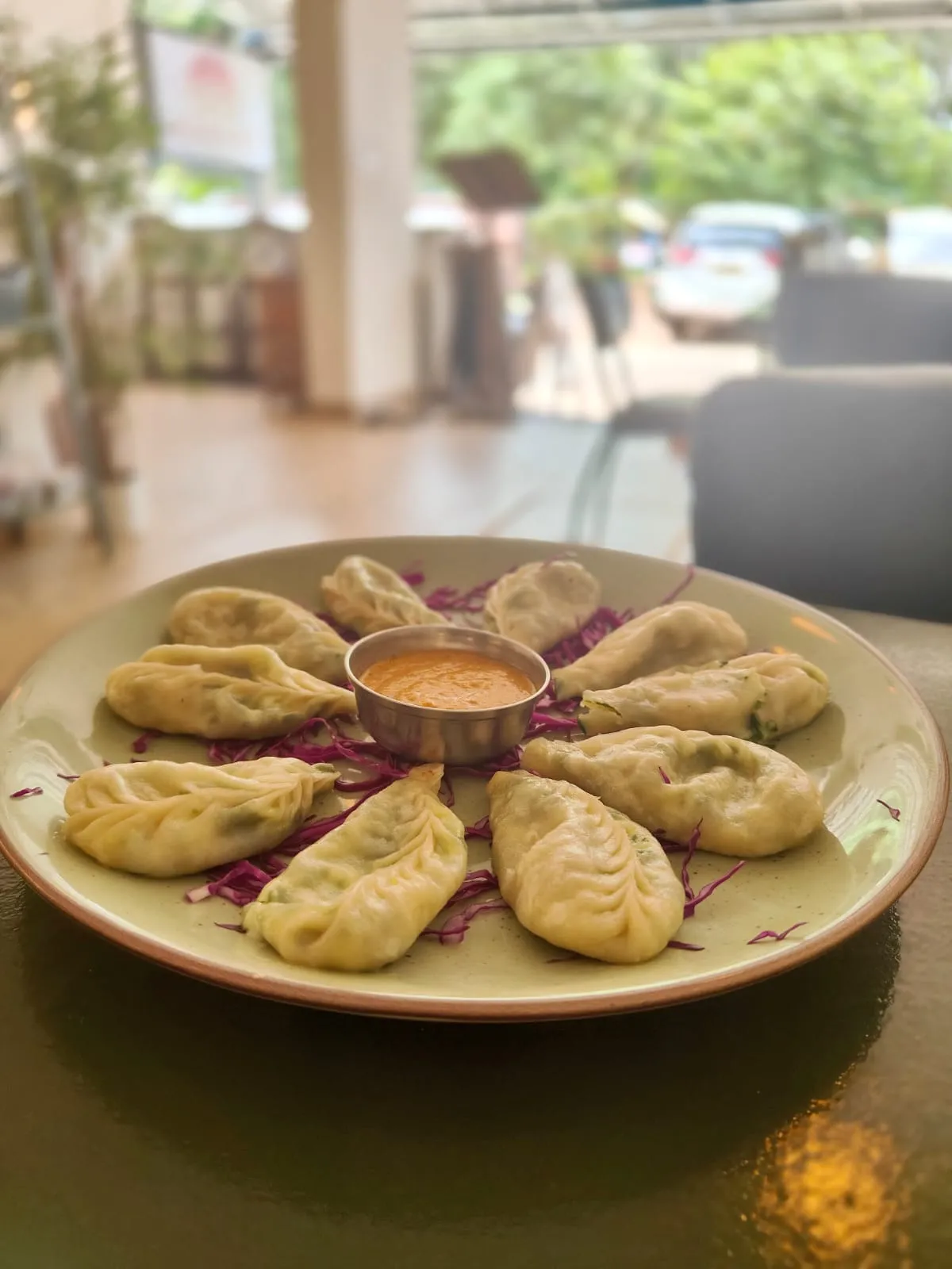 Vegan and vegetarian momos platter